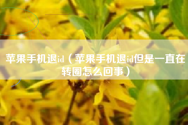 苹果手机退id（苹果手机退id但是一直在转圈怎么回事）